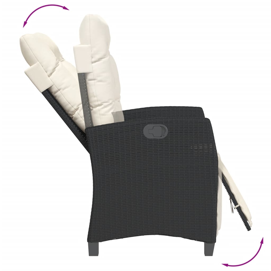 vidaXL Σετ Τραπεζαρίας Κήπου 7 Τεμ. Μαύρο Συνθετικό Ρατάν με Μαξιλάρια