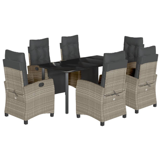 vidaXL Σετ Τραπεζαρίας Κήπου 7 τεμ. Αν. Γκρι Συνθ. Ρατάν με Μαξιλάρια