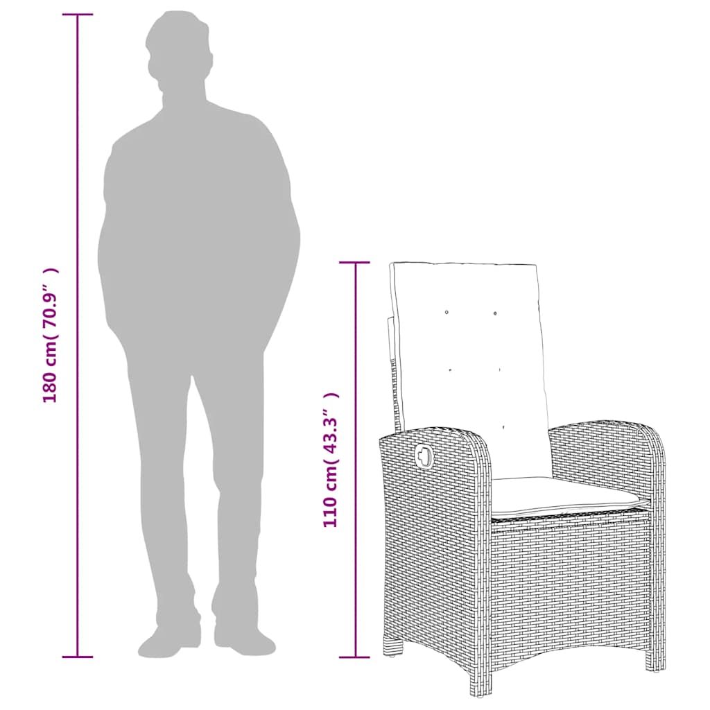 vidaXL Σετ Τραπεζαρίας Κήπου 9 τεμ. Καφέ Συνθετικό Ρατάν με Μαξιλάρια