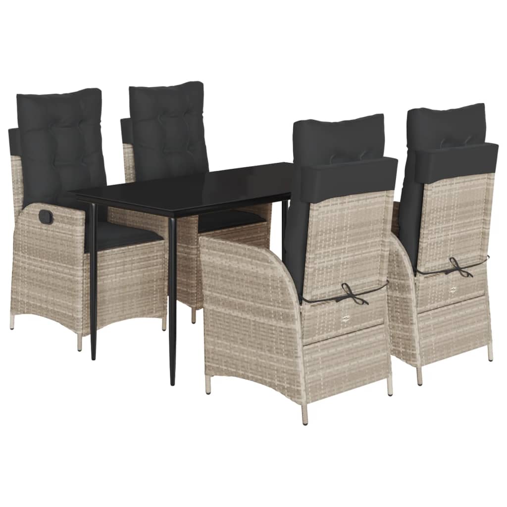 vidaXL Σετ Τραπεζαρίας Κήπου 5 τεμ. Αν. Γκρι Συνθ. Ρατάν με Μαξιλάρια