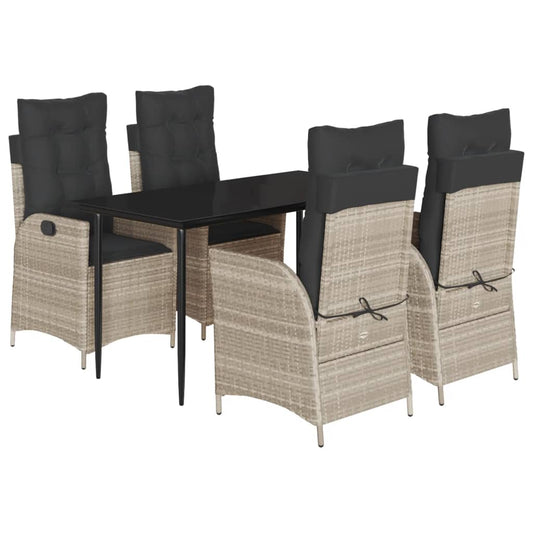 vidaXL Σετ Τραπεζαρίας Κήπου 5 τεμ. Αν. Γκρι Συνθ. Ρατάν με Μαξιλάρια