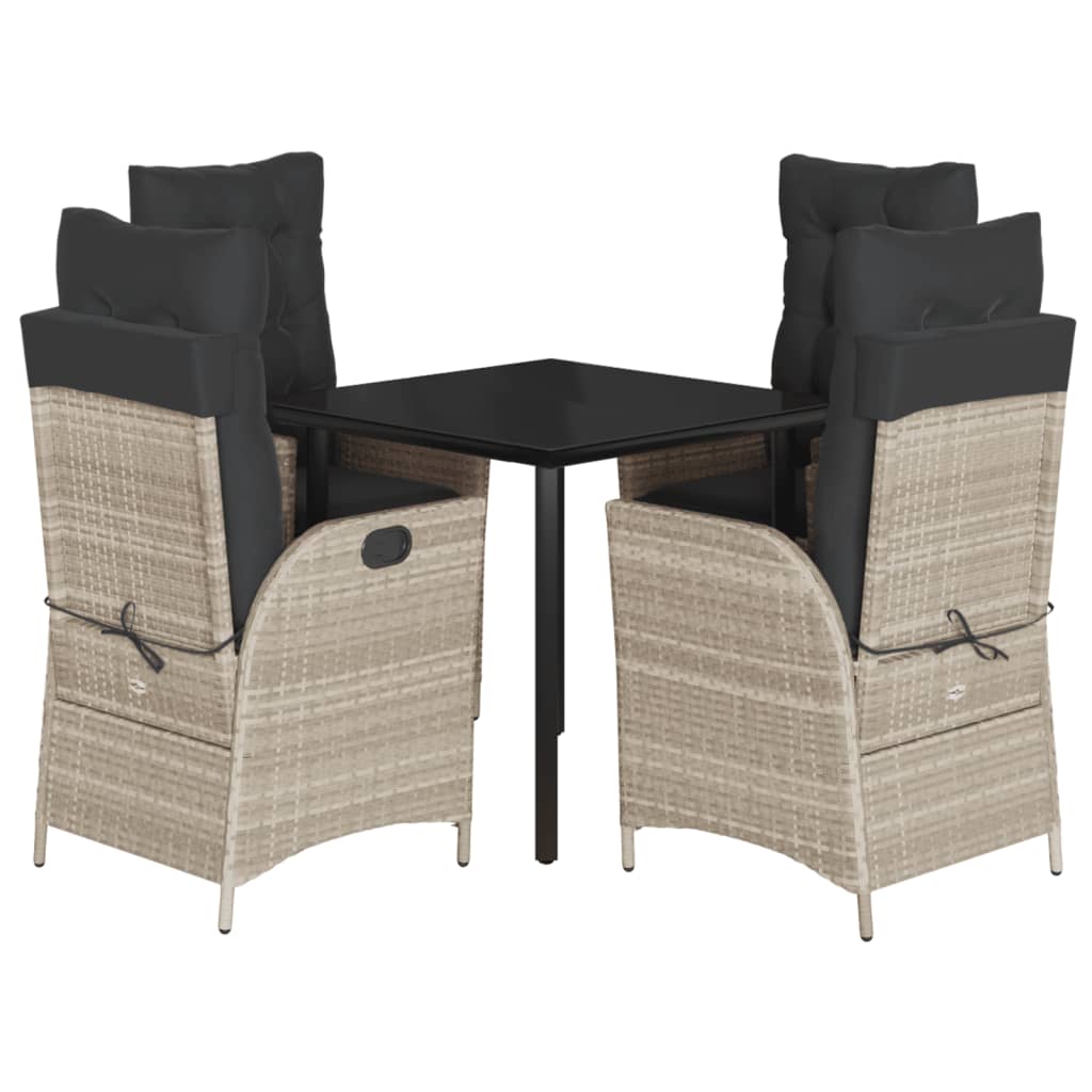 vidaXL Σετ Τραπεζαρίας Κήπου 5 τεμ. Αν. Γκρι Συνθ. Ρατάν με Μαξιλάρια