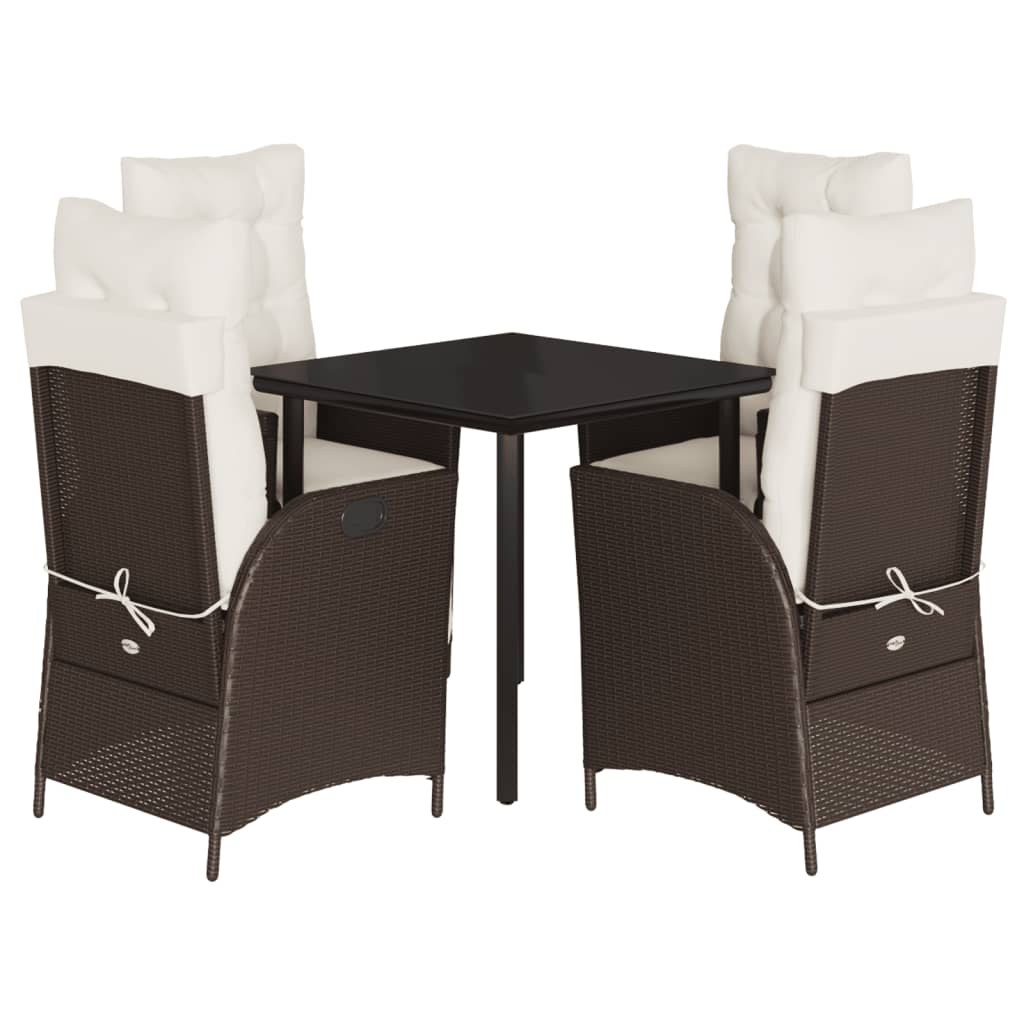 vidaXL Σετ Τραπεζαρίας Κήπου 5 Τεμαχίων Καφέ Συνθ. Ρατάν με Μαξιλάρια