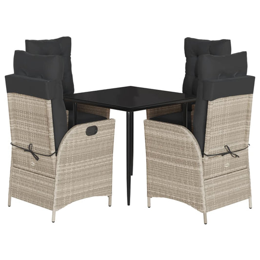 vidaXL Σετ Τραπεζαρίας Κήπου 5 τεμ. Αν. Γκρι Συνθ. Ρατάν με Μαξιλάρια