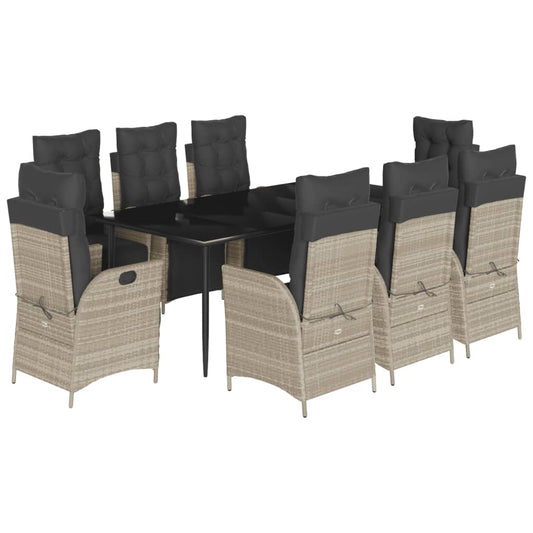 vidaXL Σετ Τραπεζαρίας Κήπου 9 τεμ. Αν. Γκρι Συνθ. Ρατάν με Μαξιλάρια