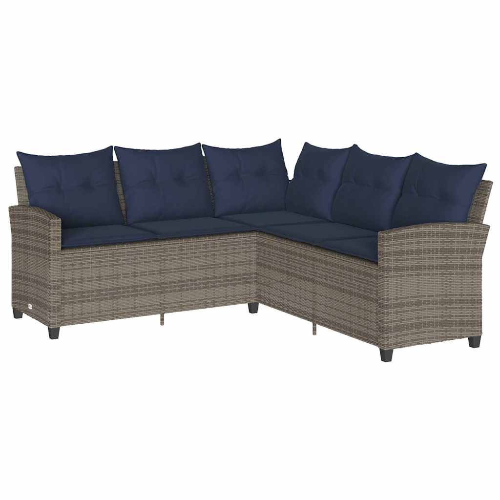 vidaXL Σετ Καναπέδων Κήπου 6 Τεμαχίων με Μαξιλάρια σε Σχήμα L από Γκρι Συνθετικό Ρατάν