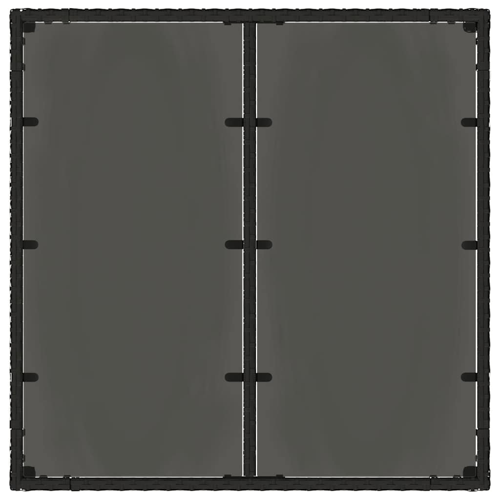 vidaXL Τραπέζι Κήπου με Γυάλινη Επιφάνεια Μαύρο 90x90x75 εκ Συνθ Ρατάν