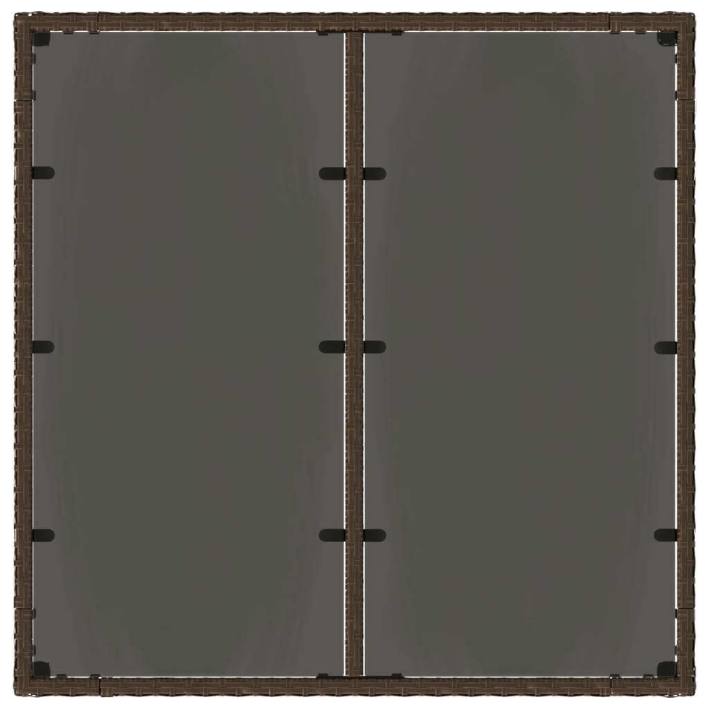 vidaXL Τραπέζι Κήπου με Γυάλινη Επιφάνεια Καφέ 90x90x75 εκ Συνθ. Ρατάν