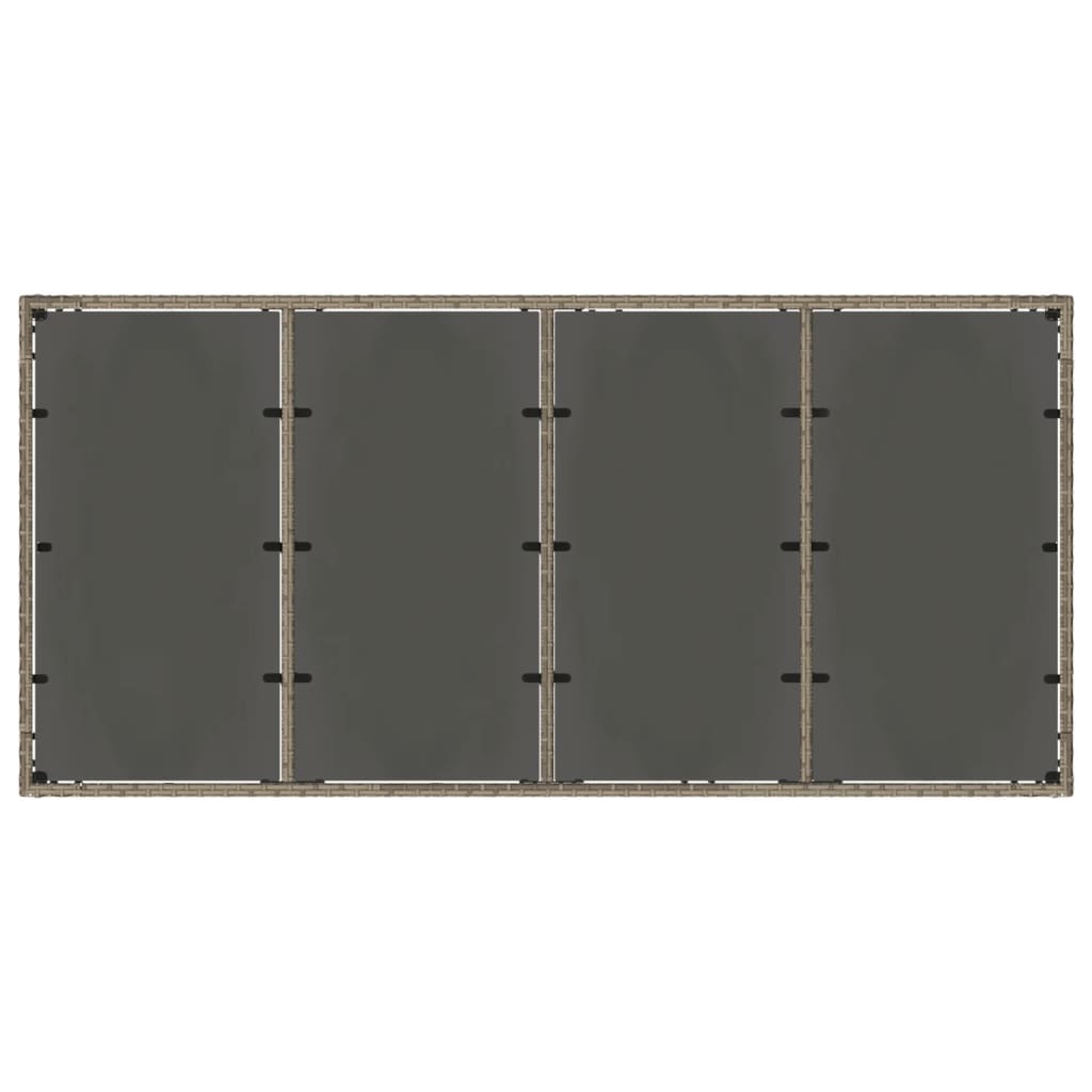 vidaXL Τραπέζι Κήπου με Γυάλινη Επιφάνεια Γκρι 190x90x75 εκ Ρατάν