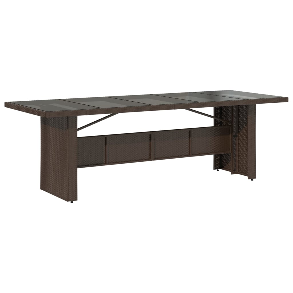 vidaXL Τραπέζι Κήπου με Γυάλινη Επιφάνεια Καφέ 240x90x75 εκ Ρατάν