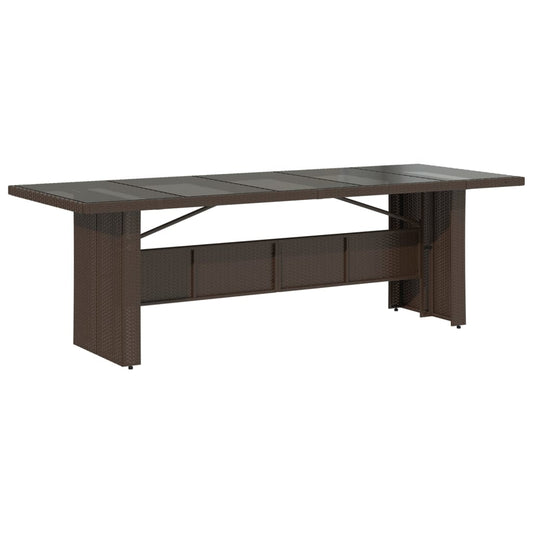 vidaXL Τραπέζι Κήπου με Γυάλινη Επιφάνεια Καφέ 240x90x75 εκ Ρατάν