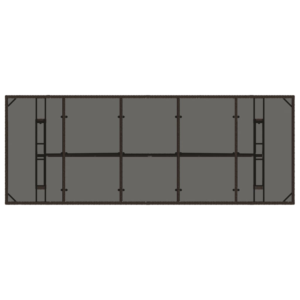 vidaXL Τραπέζι Κήπου με Γυάλινη Επιφάνεια Καφέ 240x90x75 εκ Ρατάν