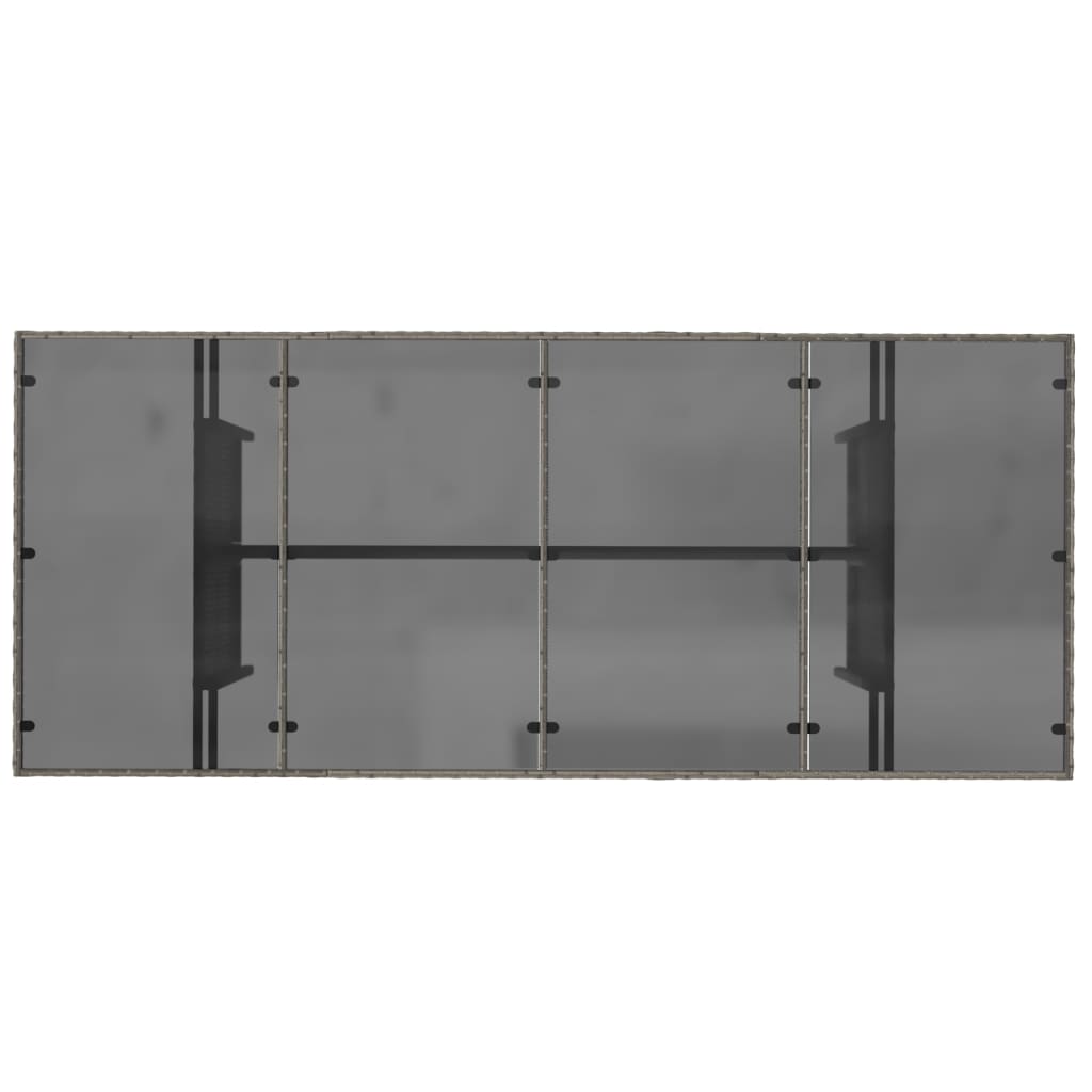 vidaXL Τραπέζι Κήπου με Γυάλινη Επιφάνεια Γκρι 190x80x75 εκ Ρατάν