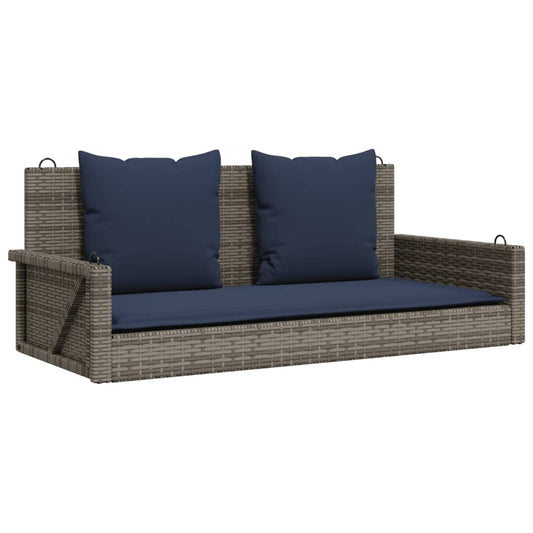 vidaXL Παγκάκι Κούνιας με Μαξιλάρια Γκρι 119 x 56 x 48 εκ. από Συνθετικό Ρατάν