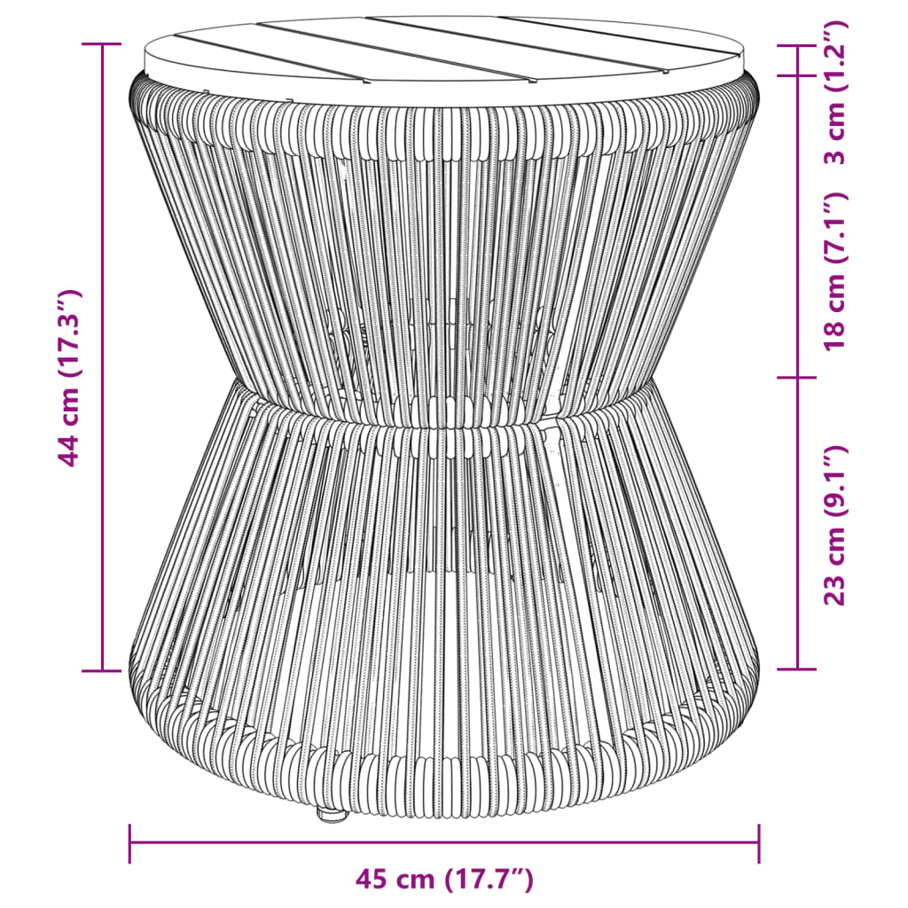 vidaXL Τραπεζάκι Σαλονιού Ø 45x44 εκ. Μασίφ Ακακία/Σιδερένια Βάση