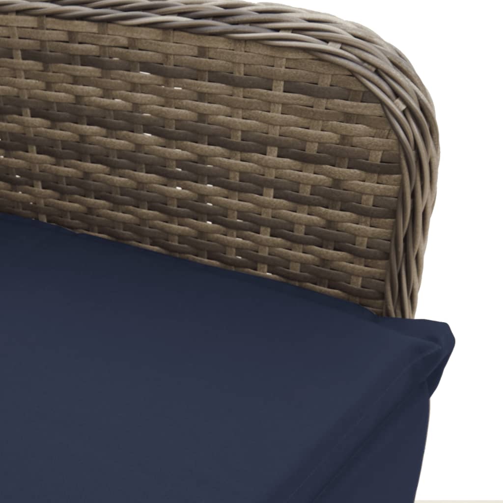 vidaXL Ανακλινόμενη Πολυθρόνα Κήπου με Μαξιλάρια Γκρι από Συνθετικό Ρατάν