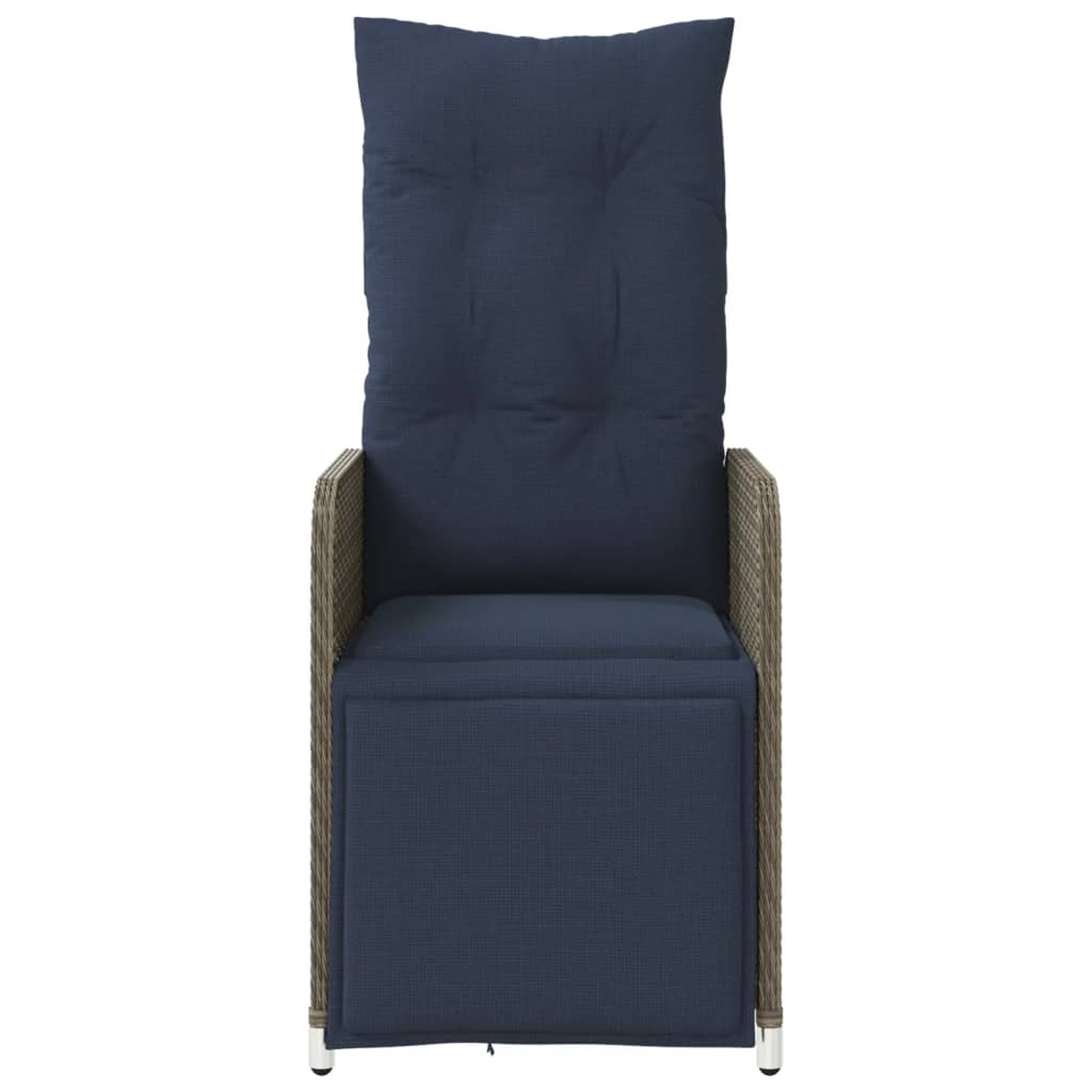 vidaXL Ανακλινόμενες Καρέκλες Κήπου 2 τεμ. με Τραπέζι από Γκρι Συνθετικό Ρατάν