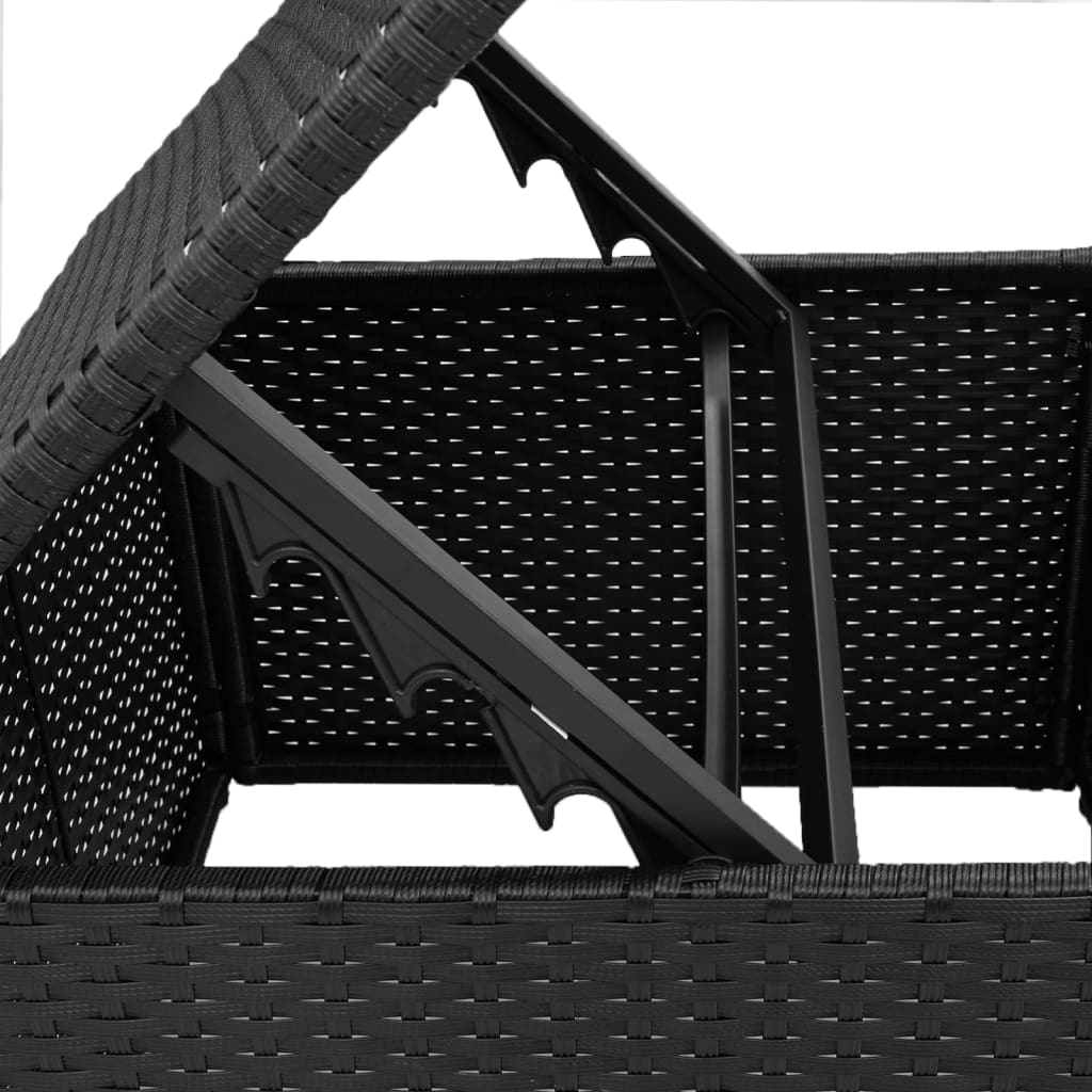 vidaXL Υποπόδιο Κήπου Μαύρο 55x55x37 εκ. Συνθετικό Ρατάν με Μαξιλάρι