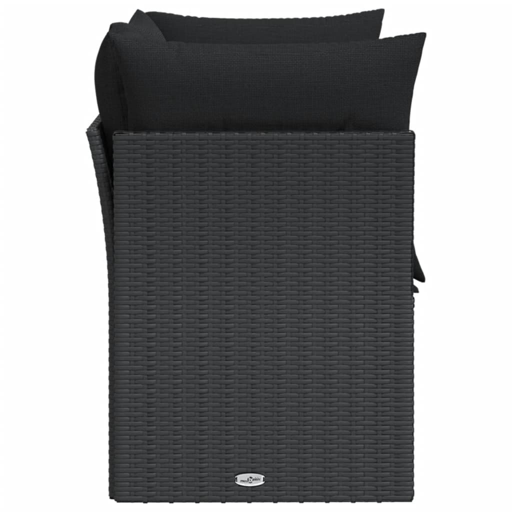 vidaXL Καναπές Κήπου Διθέσιος Μαύρος από Συνθετικό Ρατάν με Μαξιλάρια