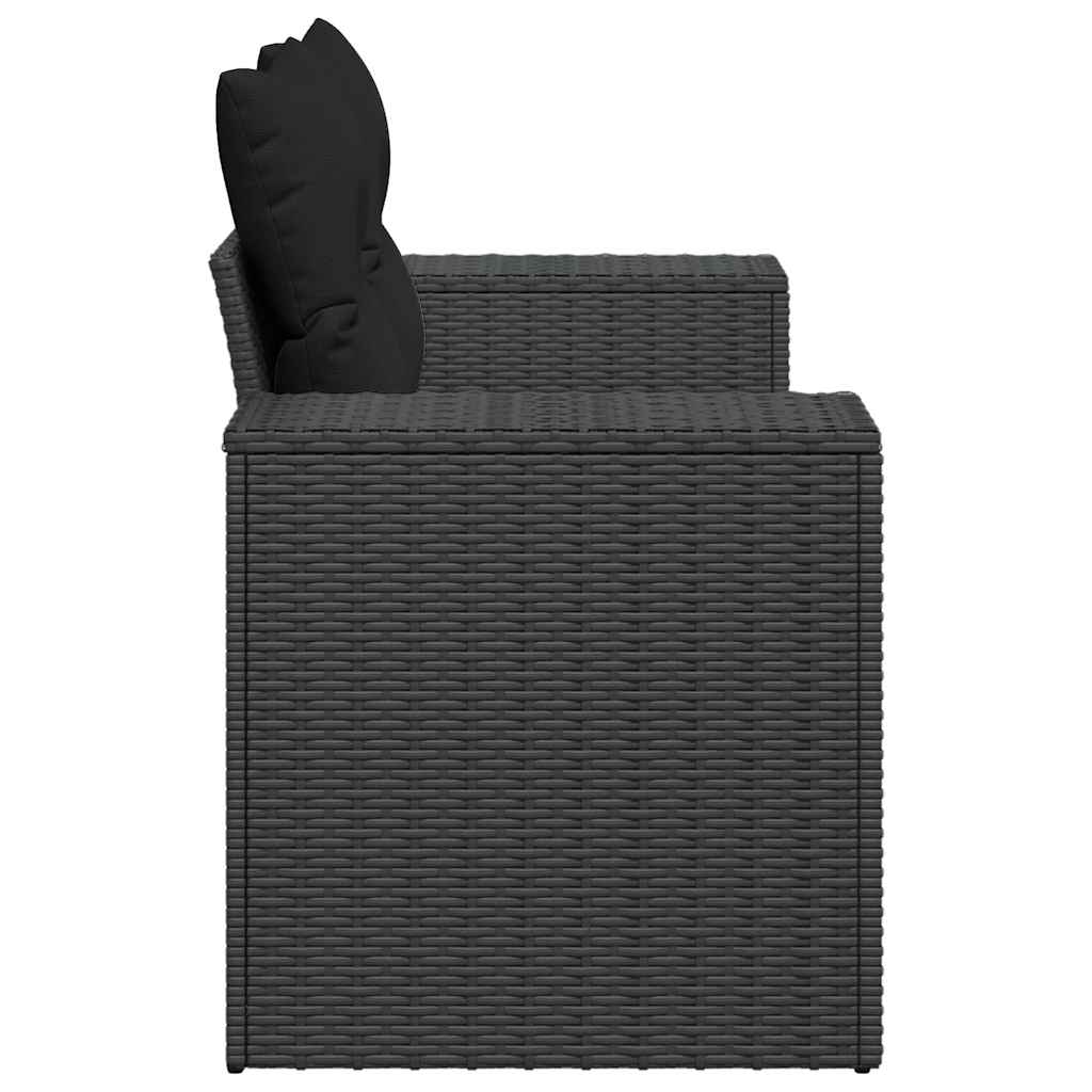 vidaXL Καναπές Κήπου Διθέσιος με Μαξιλάρια Μαύρος από Συνθετικό Ρατάν