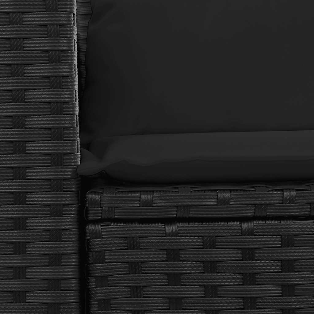 vidaXL Καναπές Κήπου Διθέσιος με Μαξιλάρια Μαύρος από Συνθετικό Ρατάν