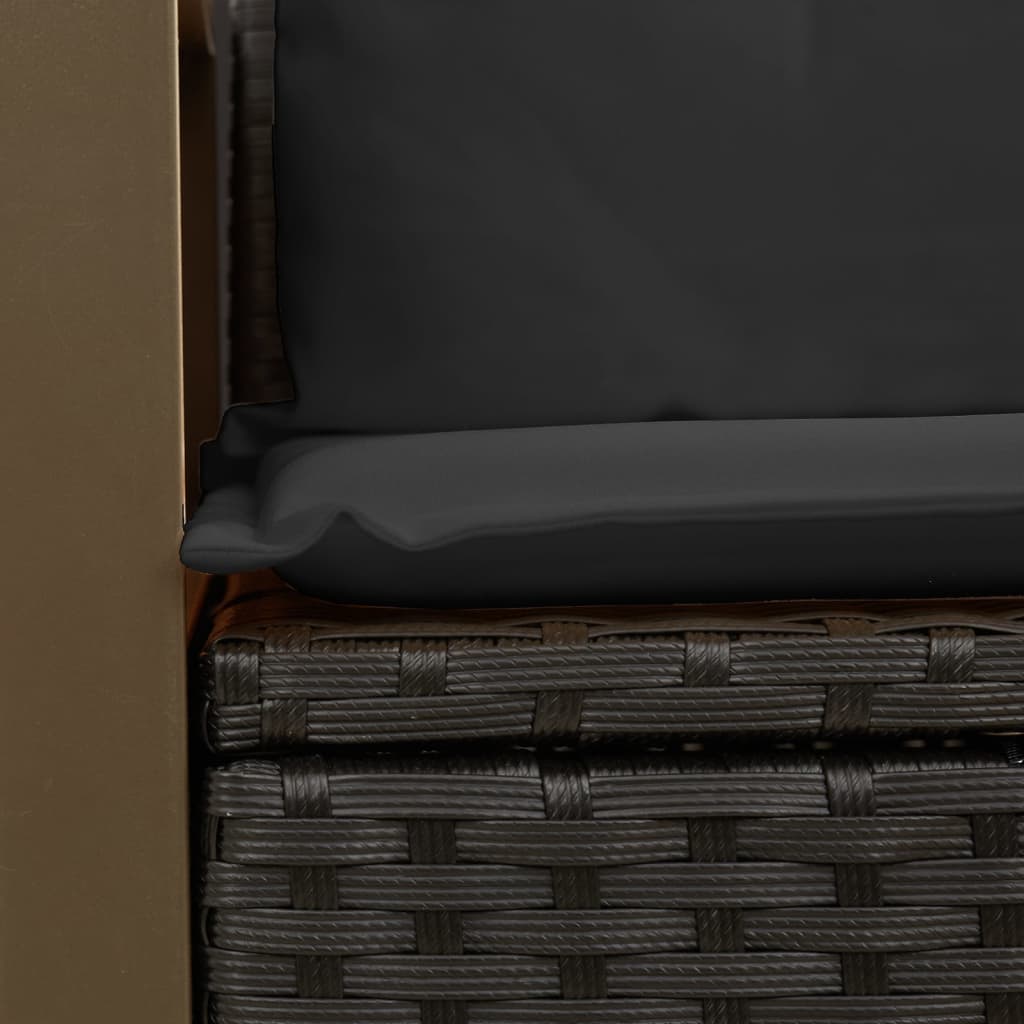 vidaXL Καναπές Κήπου Διθέσιος με Μαξιλάρια Μαύρος από Συνθετικό Ρατάν