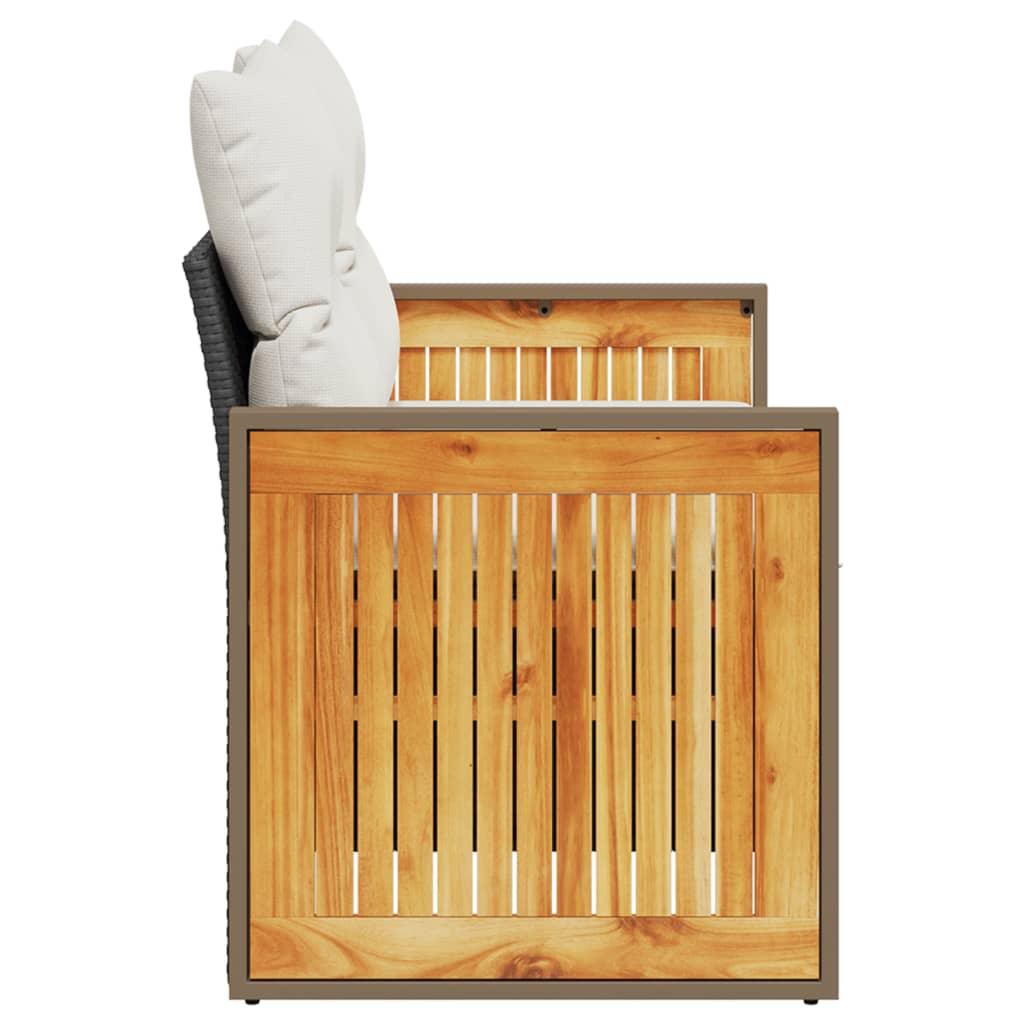 vidaXL Καναπές Κήπου Διθέσιος Μαύρος από Συνθετικό Ρατάν με Μαξιλάρια