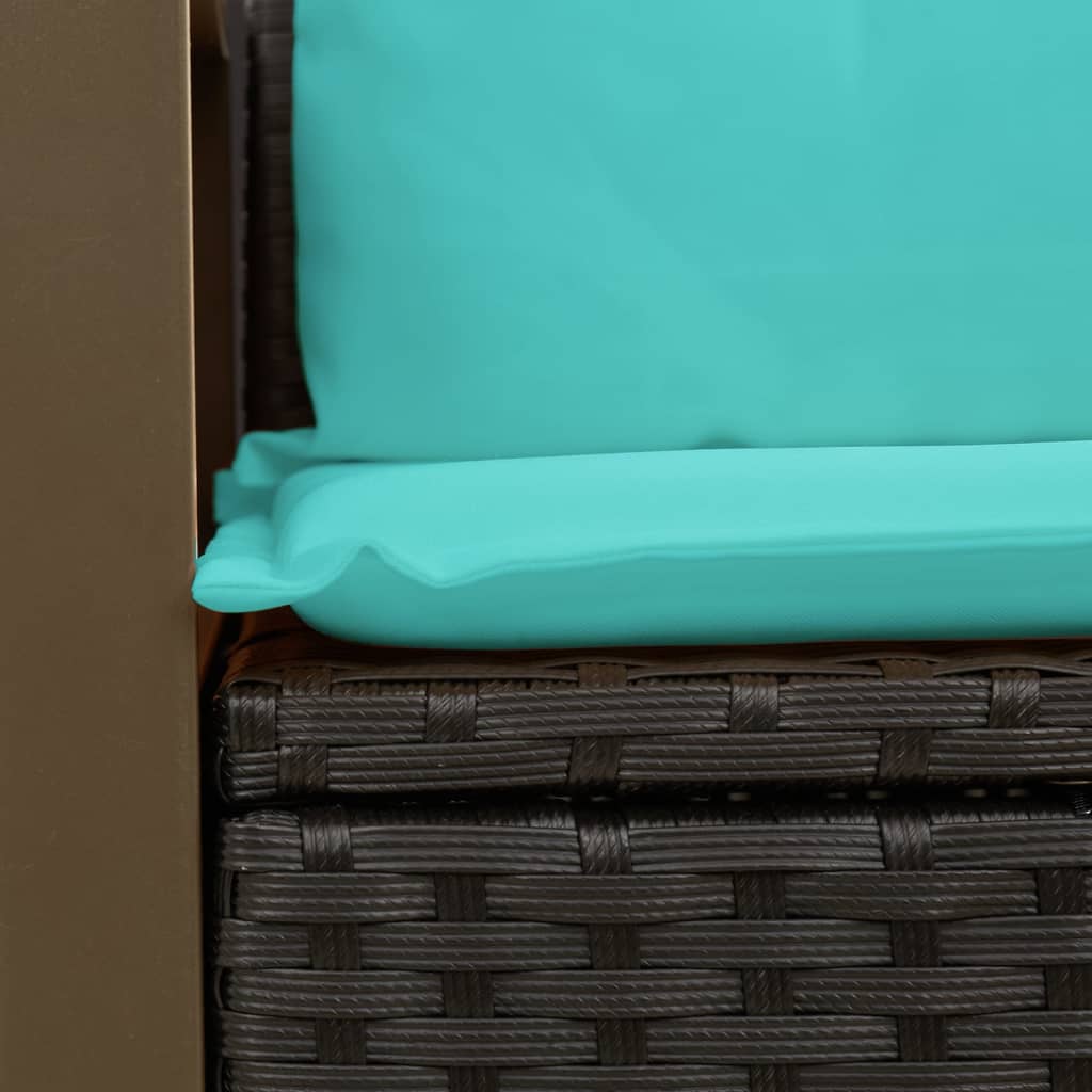 vidaXL Καναπές Κήπου Διθέσιος με Μαξιλάρια Μαύρος από Συνθετικό Ρατάν