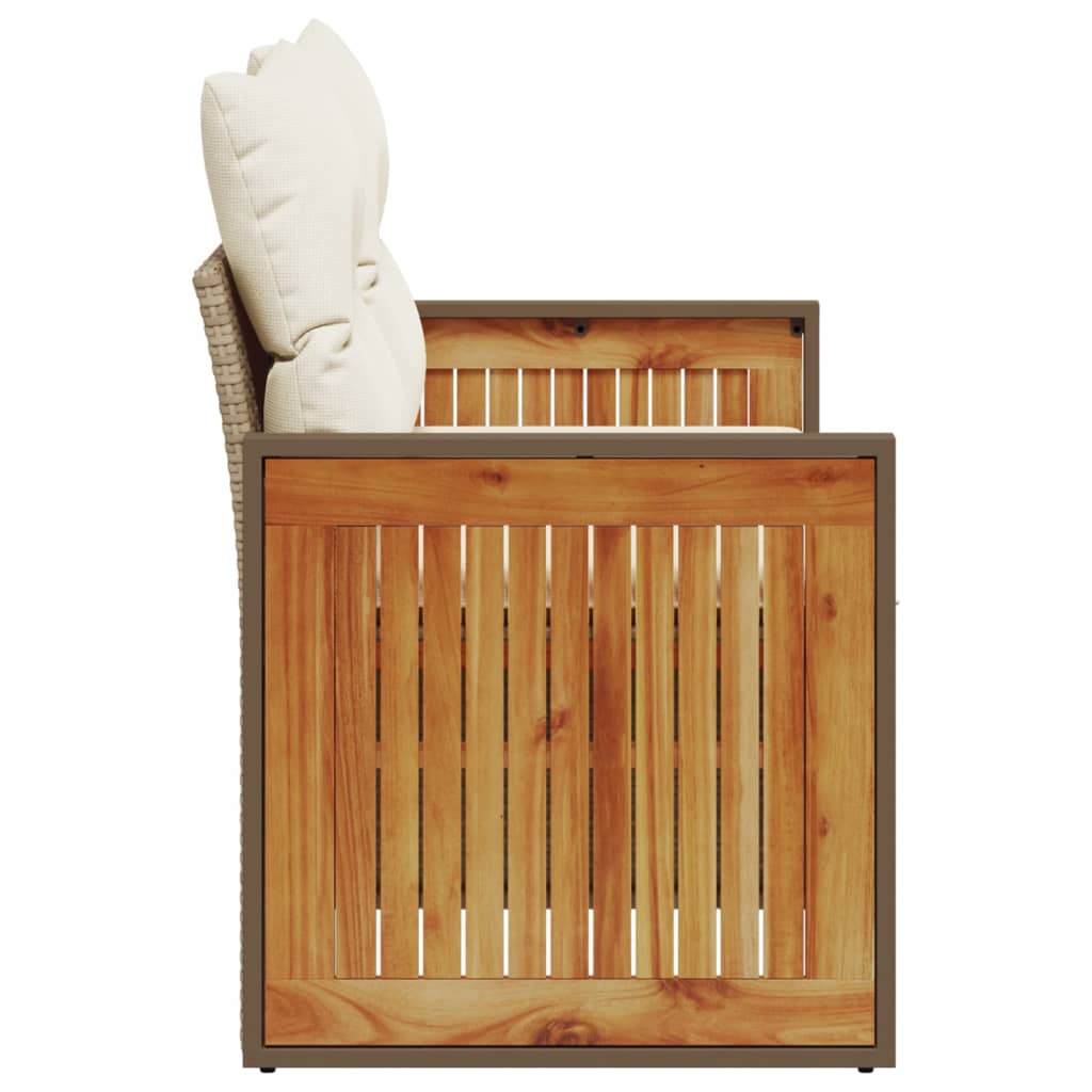 vidaXL Καναπές Κήπου Διθέσιος Μπεζ από Συνθετικό Ρατάν με Μαξιλάρια