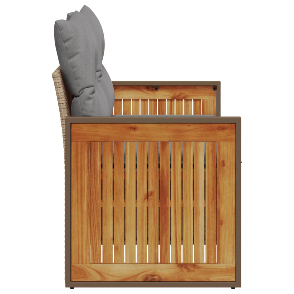 vidaXL Καναπές Κήπου Διθέσιος Μπεζ από Συνθετικό Ρατάν με Μαξιλάρια