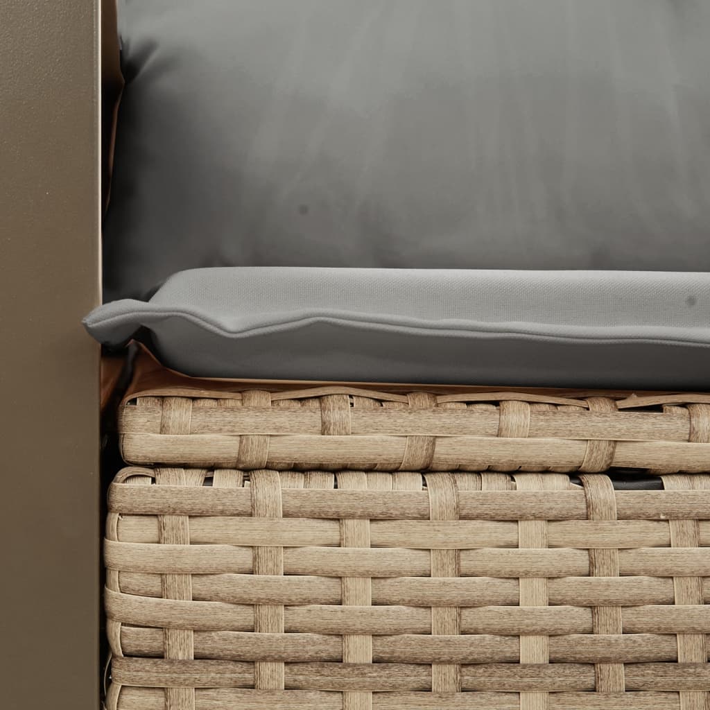 vidaXL Καναπές Κήπου Διθέσιος Μπεζ από Συνθετικό Ρατάν με Μαξιλάρια