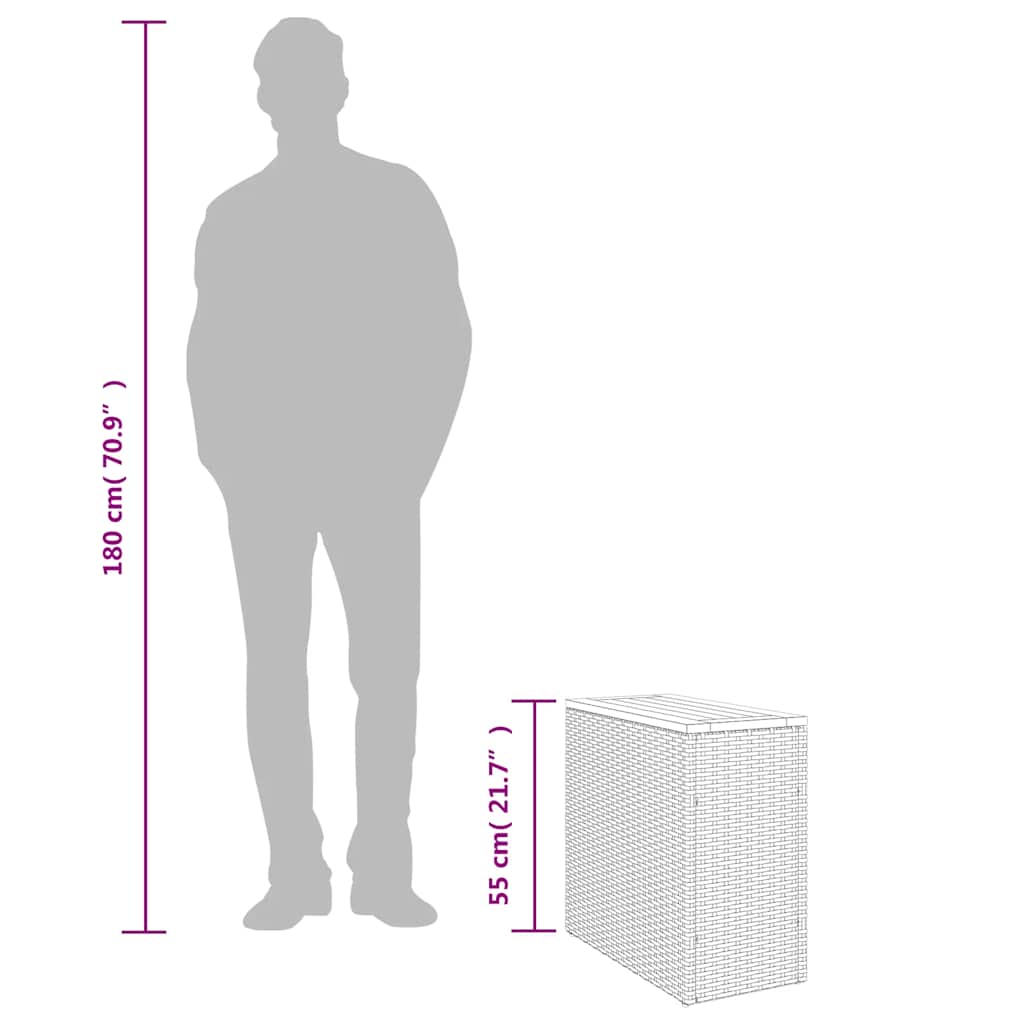 vidaXL Τραπέζι Κήπου με Ξύλινη Επιφάνεια Γκρι 58x27,5x55εκ Συνθ. Ρατάν