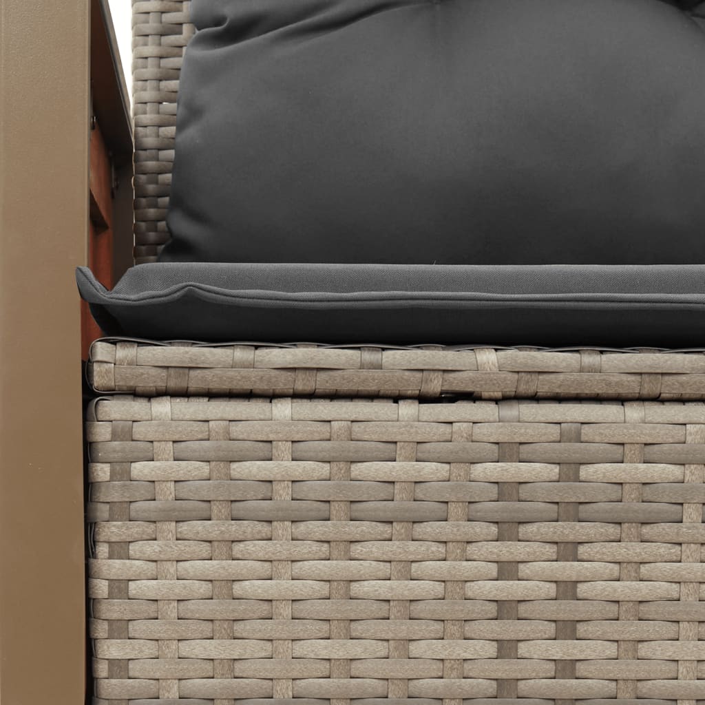 vidaXL Καναπές Κήπου Διθέσιος Γκρι από Συνθετικό Ρατάν με Μαξιλάρια