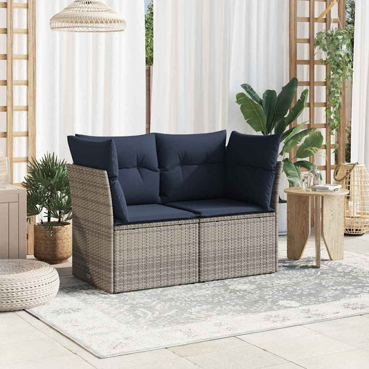 vidaXL | Καναπές Κήπου | με μαξιλάρι Γκρι 124 x 62 x 69cm συνθετικό ρατάν