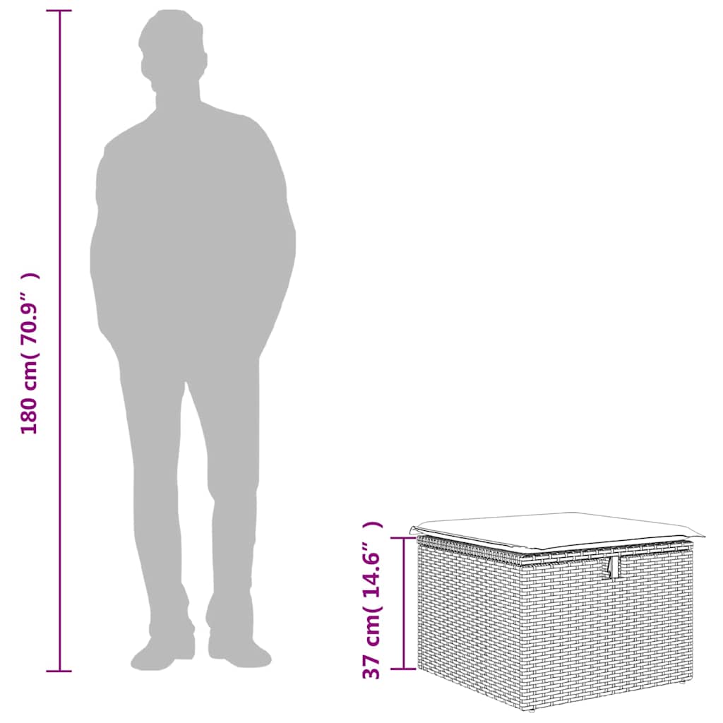 vidaXL Σκαμπό Κήπου με μαξιλάρι Γκρι 55 x 55 x 37 εκ συνθετικό ρατάν