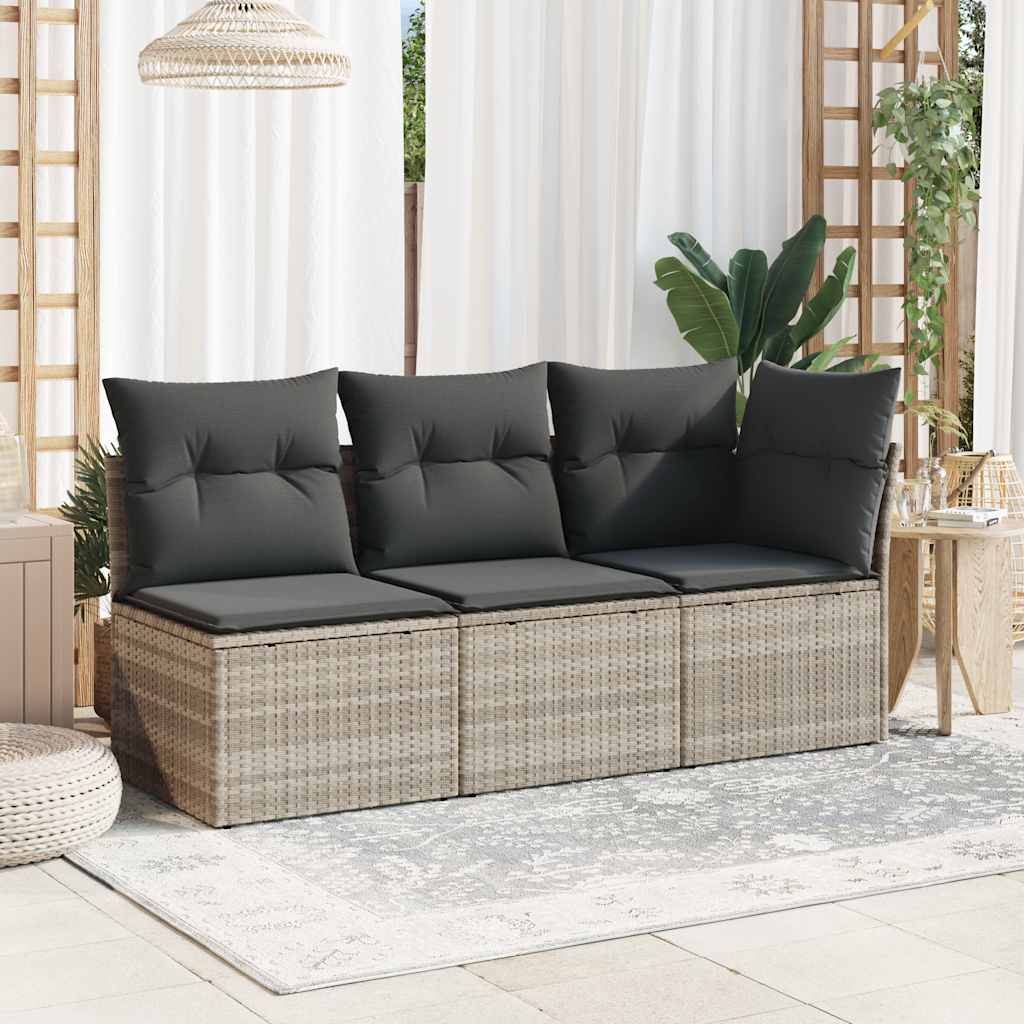 vidaXL Καναπές Κήπου Γωνιακός Αν.Γκρι από Συνθετικό Ρατάν με Μαξιλάρια