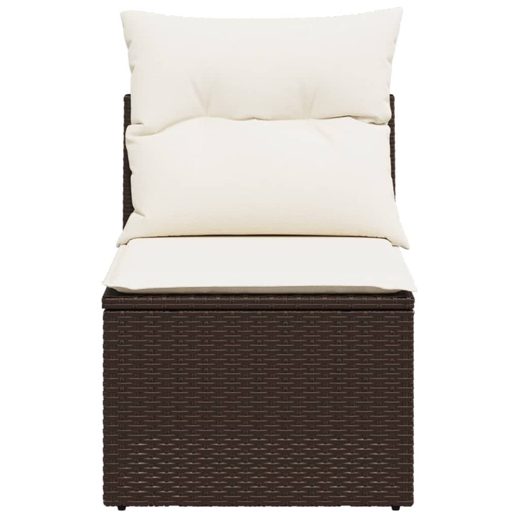 vidaXL Καρέκλα Κήπου Χωρίς Μπράτσα Καφέ Συνθετικό Ρατάν με Μαξιλάρια
