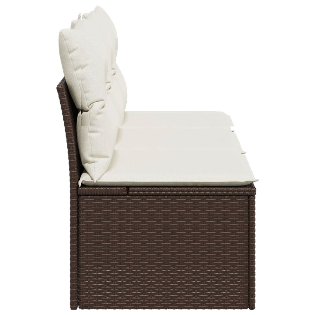 vidaXL Καναπές Κήπου Τριθέσιος Καφέ από Συνθετικό Ρατάν με Μαξιλάρια