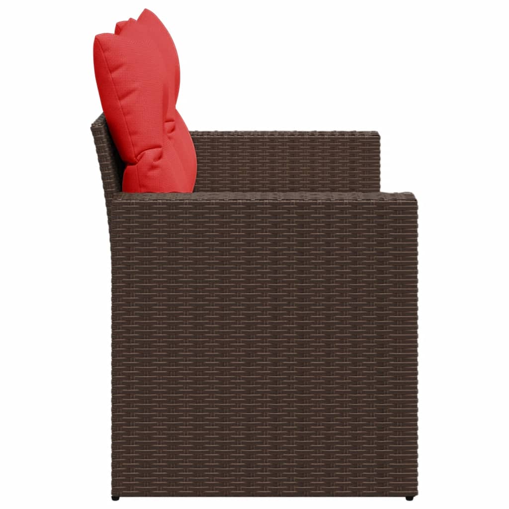 vidaXL Καναπές Κήπου Διθέσιος με Μαξιλάρια Καφέ από Συνθετικό Ρατάν