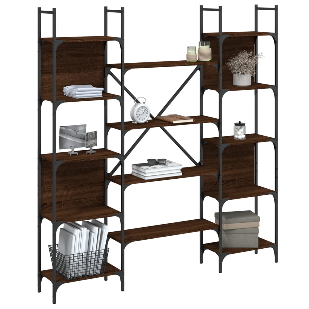 vidaXL Βιβλιοθήκη Καφέ Δρυς 155,5x24x166,5 εκ. Επεξεργασμένο Ξύλο