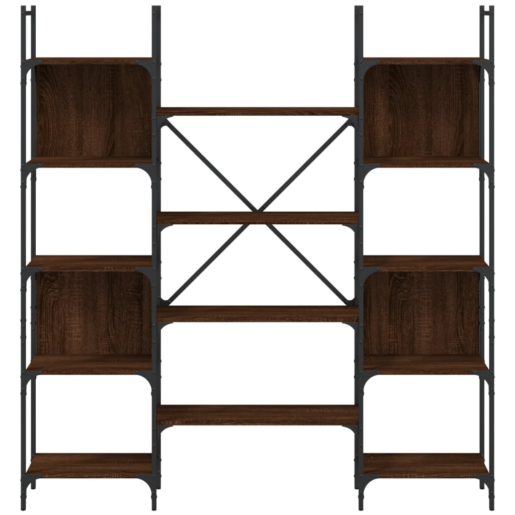 vidaXL Βιβλιοθήκη Καφέ Δρυς 155,5x24x166,5 εκ. Επεξεργασμένο Ξύλο