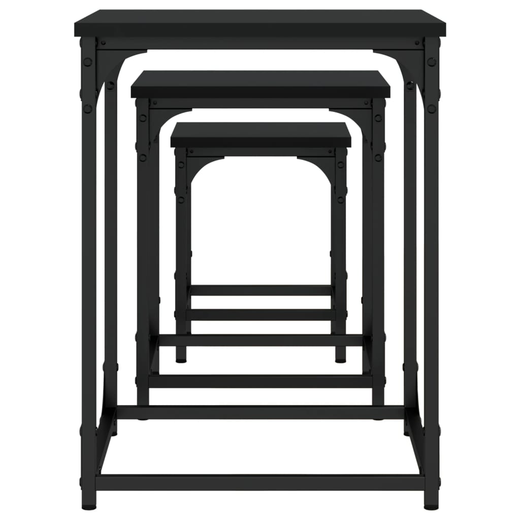 vidaXL Τραπεζάκια Ζιγκόν 3 τεμ. Μαύρα από Επεξεργασμένο Ξύλο