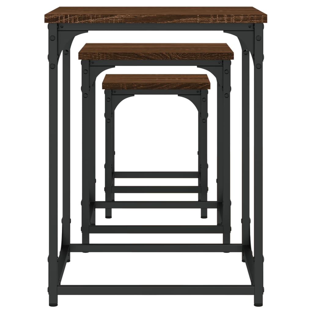 vidaXL Τραπεζάκια Ζιγκόν 3 τεμ. Καφέ Δρυς από Επεξεργασμένο Ξύλο