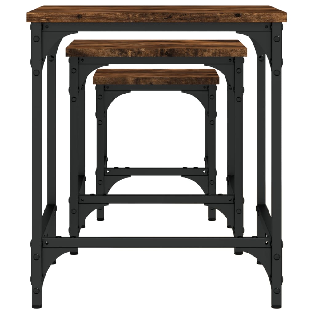 vidaXL Τραπεζάκια Ζιγκόν 3 τεμ. Καπνιστή Δρυς από Επεξεργασμένο Ξύλο