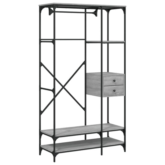 vidaXL Ντουλάπα με Συρτάρια Γκρι Sonoma 100x40x180 εκ. Επεξεργ. Ξύλο
