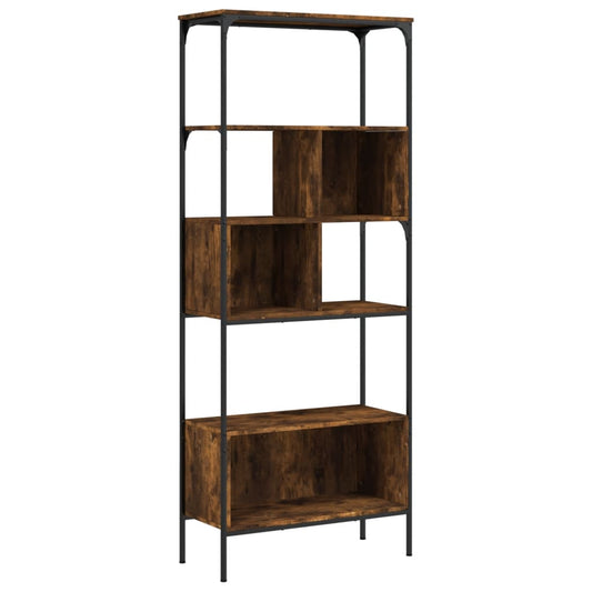 vidaXL Βιβλιοθήκη 5 Επιπέδων Καπνιστή Δρυς 76x33x188,5 εκ. Επεξ. Ξύλο