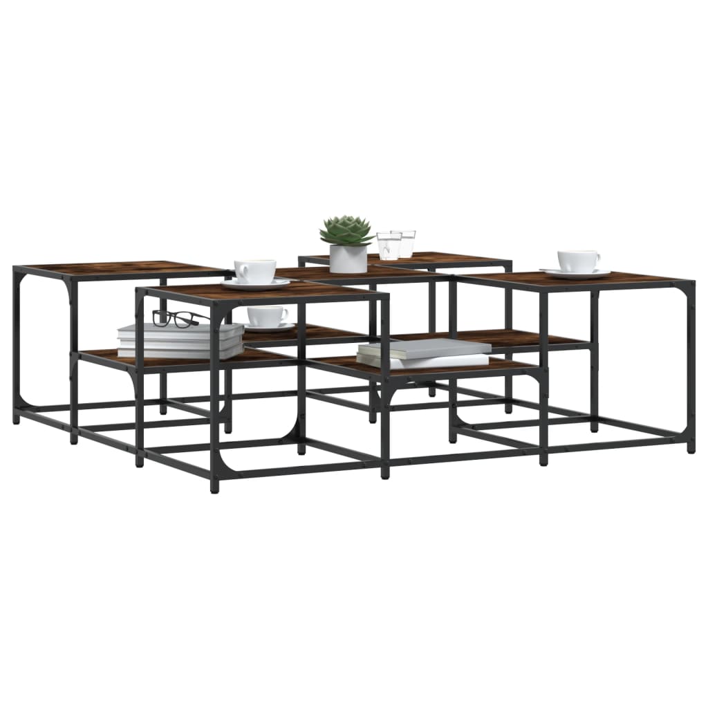 vidaXL Τραπεζάκι Σαλονιού Καπνιστή Δρυς 121x121x40εκ. Επεξεργασμ. Ξύλο