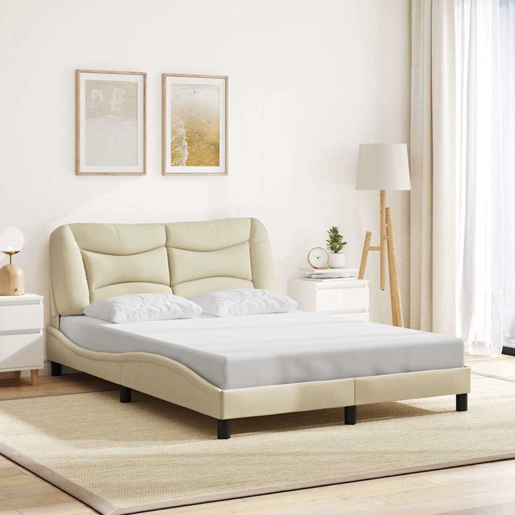vidaXL Σκελετός Κρεβατιού Χωρίς Στρώμα Hvar Κρεμ 120x200 εκ. Υφασμάτινο