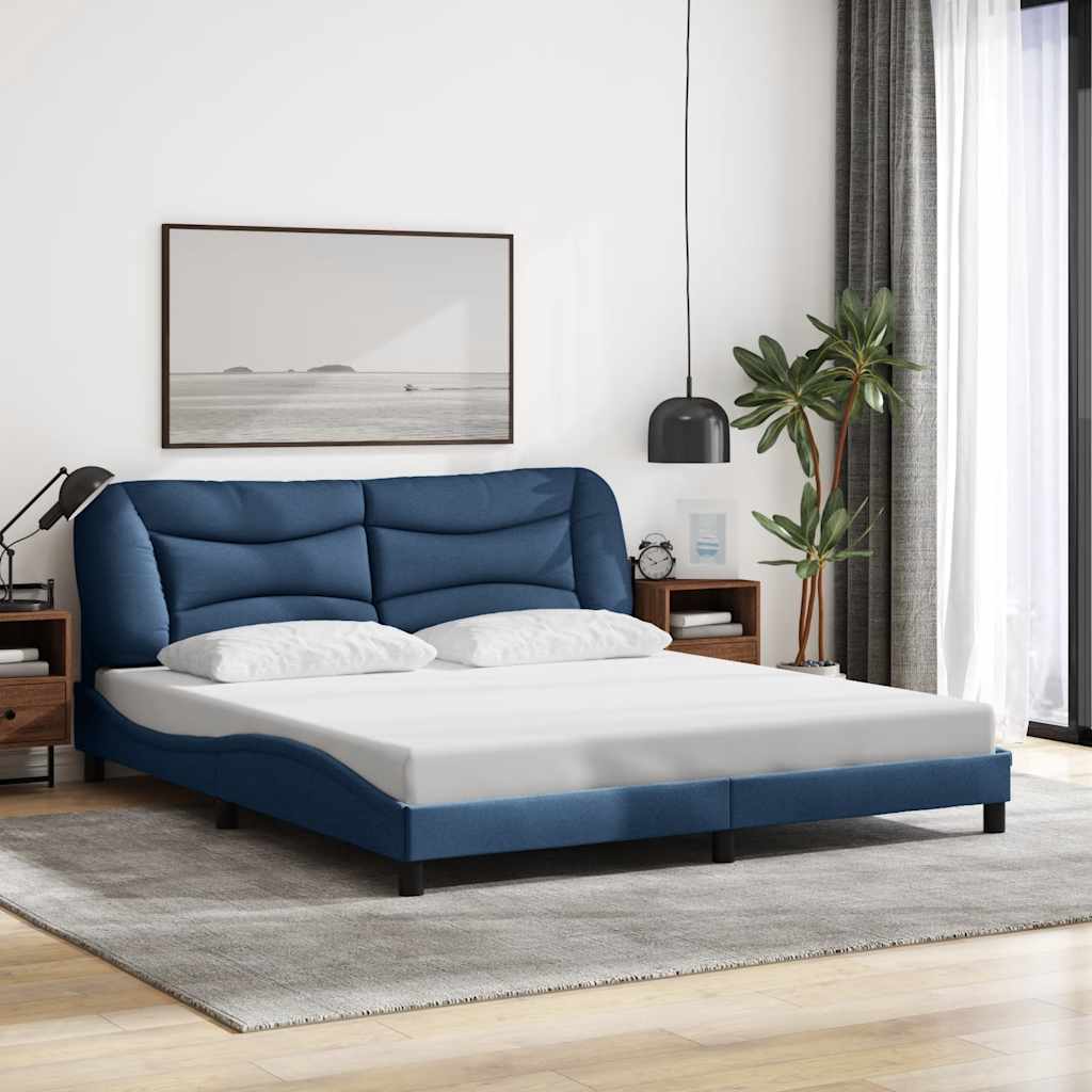 vidaXL Σκελετός Κρεβατιού Χωρίς Στρώμα Hvar Μπλε 180x200 εκ.Υφασμάτινο