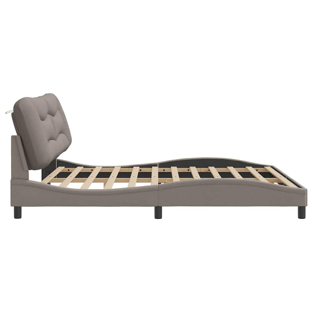 vidaXL Σκελετός Κρεβατιού Χωρίς Στρώμα Hvar Taupe 200x200 εκ.Υφασμάτινο